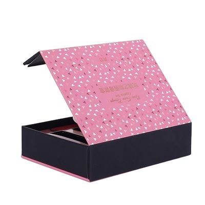 Le rose personnalisé de cadeau de feuille d'or de CMYK caisse d'emballage le couvercle magnétique
