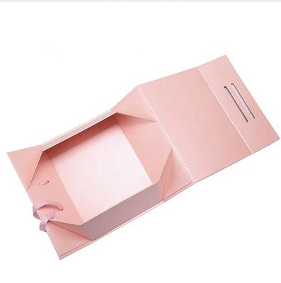 Le livre de empaquetage pliable de boîte du carton 1000g rigide rose de luxe a formé