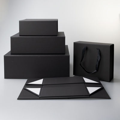 157gsm Art Paper Black Gift Box avec l'emballage magnétique rigide pliable de couvercle