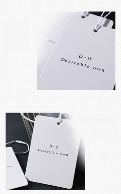 Rectangle d'ODM deux couches de Debossing d'habillement d'étiquette de label avec de la ficelle