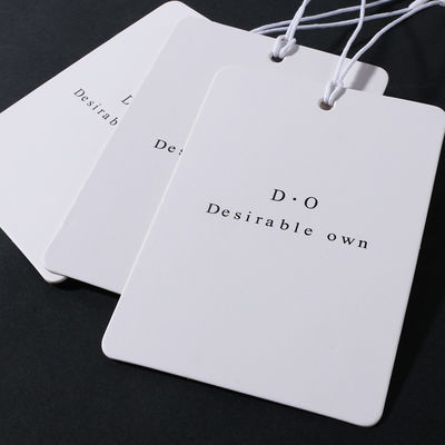 Rectangle d'ODM deux couches de Debossing d'habillement d'étiquette de label avec de la ficelle