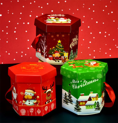 Boîte écologique d'emballage de sucrerie du cadeau CMYK de Noël avec la poignée