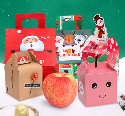 Boîte écologique d'emballage de sucrerie du cadeau CMYK de Noël avec la poignée